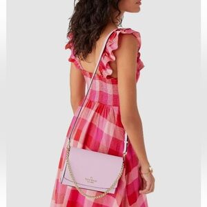 Kate Spade Purse Carson Convertible Flap Crossbody Quartz Pink Leather Handbag